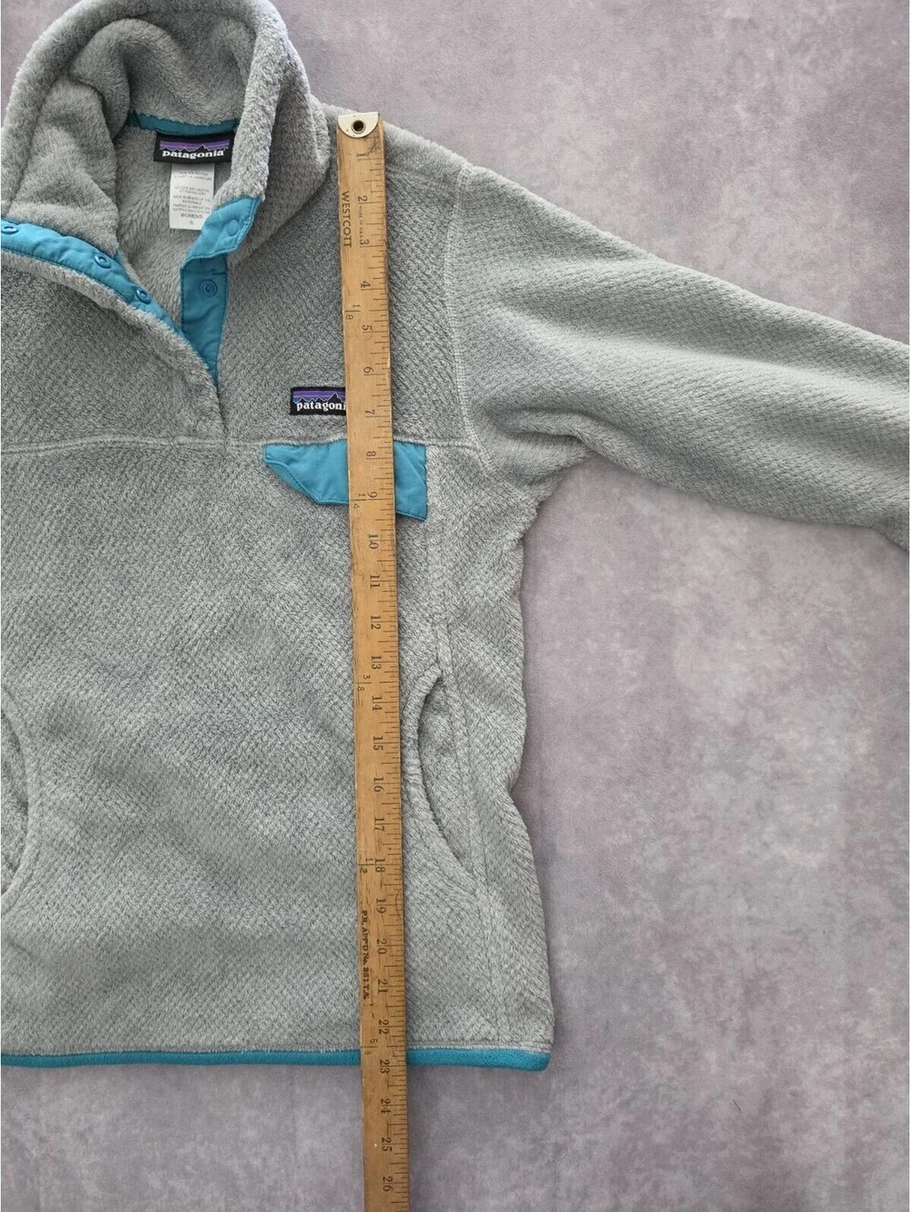 SKU0223 Patagonia Womens Small ReTool Snap-T Fleece Pullover Gray Blue Synchilla